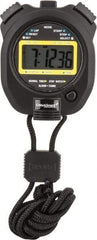 Value Collection - LCD Digital Stopwatch with Split Counter - 4 Functions, 1/100 Sec Resolution, Black - Exact Tool & Supply