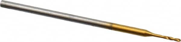 Micro Drill Bit: 0.0169″ Dia, 118 °, Cobalt TiN Finish, 0.984″ OAL, RH Cut, Spiral Flute, Straight-Cylindrical Shank, Series 660