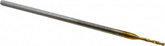 Micro Drill Bit: 0.0173″ Dia, 118 °, Cobalt TiN Finish, 0.984″ OAL, RH Cut, Spiral Flute, Straight-Cylindrical Shank, Series 660