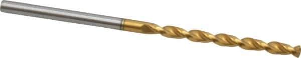 Guhring - 2.45mm 130° High Speed Steel Jobber Drill - TiN Finish, Right Hand Cut, Parabolic Flute, Straight Shank, 2-1/4" OAL, Standard Point - Exact Tool & Supply