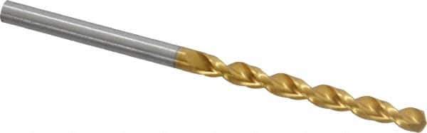 Guhring - 3.7mm 130° Cobalt Jobber Drill - TiN Finish, Right Hand Cut, Parabolic Flute, Straight Shank, 2-3/4" OAL, Standard Point - Exact Tool & Supply
