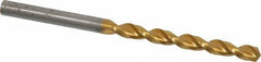 Guhring - 4.6mm 130° Cobalt Jobber Drill - TiN Finish, Right Hand Cut, Parabolic Flute, Straight Shank, 3-5/32" OAL, Standard Point - Exact Tool & Supply