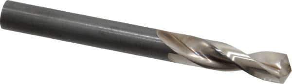 Guhring - 8mm 130° Parabolic Flute High Speed Steel Screw Machine Drill Bit - Bright Finish, Right Hand Cut, 37mm Flute Length, 79mm OAL, Standard Point, Straight Shank - Exact Tool & Supply