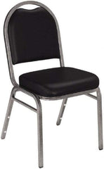 NPS - Vinyl Black Stacking Chair - Silver Frame, 18" Wide x 20" Deep x 34" High - Exact Tool & Supply