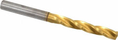 Guhring - 5.4mm 150° Solid Carbide Jobber Drill - TiN Finish, Right Hand Cut, Spiral Flute, Straight Shank, 2.598" OAL, Standard Point - Exact Tool & Supply