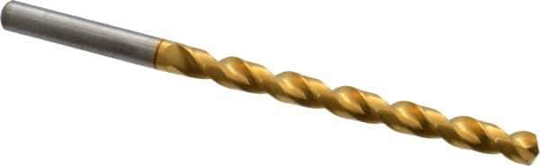 Guhring - #2 130° Solid Carbide Jobber Drill - TiN Finish, Right Hand Cut, Parabolic Flute, Straight Shank, 98.43mm OAL, Standard Point - Exact Tool & Supply