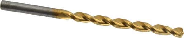 Guhring - #4 130° Solid Carbide Jobber Drill - TiN Finish, Right Hand Cut, Parabolic Flute, Straight Shank, 95.25mm OAL, Standard Point - Exact Tool & Supply