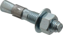 Red Head - 5/8" Diam, 5/8" Drill, 3-1/2" OAL, 3-15/32" Min Embedment Wedge Expansion Concrete Anchor - Grade 3 Steel, Zinc-Plated Finish, Tie Wire Head, 1-3/4" Thread Length - Exact Tool & Supply