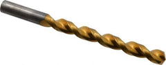 Guhring - 10.5mm 130° Solid Carbide Jobber Drill - TiN Finish, Right Hand Cut, Parabolic Flute, Straight Shank, 133.35mm OAL, Standard Point - Exact Tool & Supply
