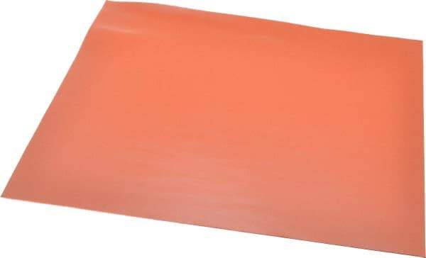 Made in USA - 12" Long, 12" Wide, 0.031" Thick, Silicone Rubber Foam Sheet - 20 Durometer, Orange-Red, -40 to 300°F, 650 psi Tensile Strength, Plain Backing, Stock Length - Exact Tool & Supply