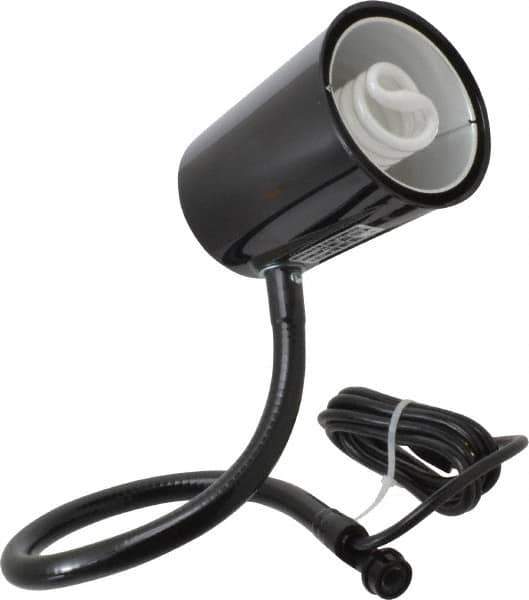 Made in USA - 24 Inch, Gooseneck, Coupler Mounted, Compact Fluorescent, Black, General Purpose Task Light - 23 Watt, 120 Volt, Nonmagnifying - Exact Tool & Supply