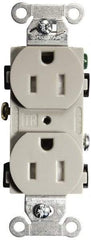 Hubbell Wiring Device-Kellems - 125 VAC, 15 Amp, 5-15R NEMA Configuration, Gray, Specification Grade, Self Grounding Duplex Receptacle - 1 Phase, 2 Poles, 3 Wire, Flush Mount, Tamper Resistant - Exact Tool & Supply