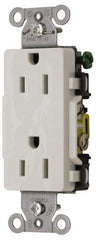 Hubbell Wiring Device-Kellems - 125 VAC, 15 Amp, 5-15R NEMA Configuration, White, Specification Grade, Self Grounding Duplex Receptacle - 1 Phase, 2 Poles, 3 Wire, Flush Mount - Exact Tool & Supply