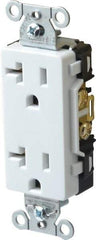 Hubbell Wiring Device-Kellems - 125 VAC, 20 Amp, 5-20R NEMA Configuration, White, Specification Grade, Self Grounding Duplex Receptacle - 1 Phase, 2 Poles, 3 Wire, Flush Mount - Exact Tool & Supply