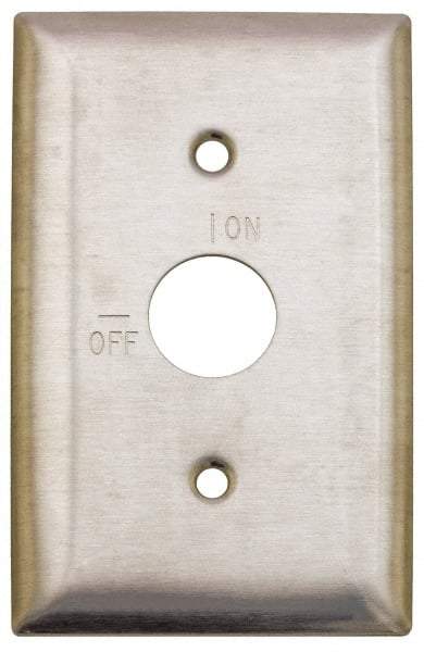 Hubbell Wiring Device-Kellems - 1 Gang, 2-7/8 Inch Long, Switch Plate - Barrel Key Switch, Gray, Stainless Steel - Exact Tool & Supply