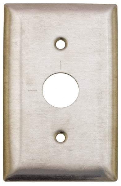 Hubbell Wiring Device-Kellems - 1 Gang, 2-7/8 Inch Long, Switch Plate - Barrel Key Switch, Gray, Stainless Steel - Exact Tool & Supply