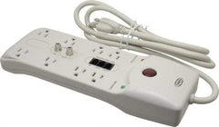 Hubbell Wiring Device-Kellems - 8 Outlets, 125 Volts, 15 Amps, 6' Cord, Power Outlet Strip - Free Hanging Mount, 5-15R NEMA Configuration - Exact Tool & Supply