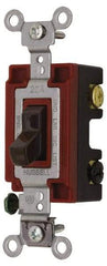 Hubbell Wiring Device-Kellems - 3 Pole, 120 to 277 VAC, 15 Amp, Industrial Grade, Toggle, Wall and Dimmer Light Switch - 1-5/16 Inch Wide x 4-1/16 Inch High - Exact Tool & Supply