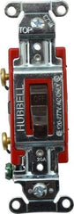 Hubbell Wiring Device-Kellems - 2 Pole, 120 to 277 VAC, 20 Amp, Industrial Grade, Toggle, Wall and Dimmer Light Switch - 1-5/16 Inch Wide x 4-1/16 Inch High - Exact Tool & Supply