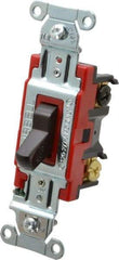 Hubbell Wiring Device-Kellems - 3 Pole, 120 to 277 VAC, 20 Amp, Industrial Grade, Toggle, Wall and Dimmer Light Switch - 1-5/16 Inch Wide x 4-1/16 Inch High - Exact Tool & Supply
