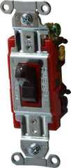 Hubbell Wiring Device-Kellems - 4 Pole, 120 to 277 VAC, 20 Amp, Industrial Grade, Toggle, Wall and Dimmer Light Switch - 1-5/16 Inch Wide x 4-1/16 Inch High - Exact Tool & Supply