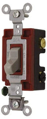 Hubbell Wiring Device-Kellems - 4 Pole, 120 to 277 VAC, 20 Amp, Industrial Grade, Toggle, Wall and Dimmer Light Switch - 1-5/16 Inch Wide x 4-1/16 Inch High - Exact Tool & Supply