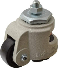 Sunnex - 1" Wide, Nylon Swivel Caster - 300 Lb Capacity, Threaded Stem Mount, 3.54" x 3.54" Plate, Ball Bearing - Exact Tool & Supply