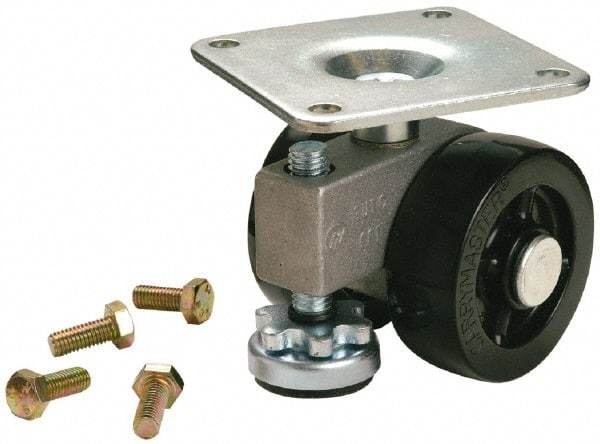 Sunnex - 1" Wide, Nylon Swivel Caster - 800 Lb Capacity, Top Plate Mount, 3.54" x 3.54" Plate, Ball Bearing - Exact Tool & Supply