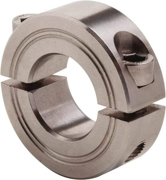 Climax Metal Products - 40mm Bore, Stainless Steel, Two Piece Clamp Collar - 2-3/8" Outside Diam - Exact Tool & Supply