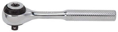 Proto - 1/4" Drive Round Head Standard Ratchet - Chrome Finish, 4-1/2" OAL, 72 Gear Teeth, Standard Knurled Handle, Standard Head - Exact Tool & Supply