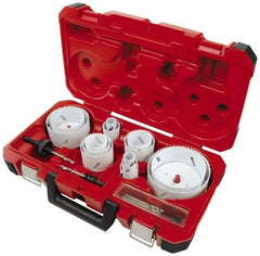 Milwaukee Tool - 19 Piece, 3/4" to 4-3/4" Saw Diam, Master Electrician's Hole Saw Kit - Bi-Metal, Toothed Edge, Pilot Drill Model No. 49-56-8010, Includes 14 Hole Saws - Exact Tool & Supply