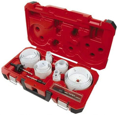 Milwaukee Tool - 28 Piece, 3/4" to 4-3/4" Saw Diam, General Purpose Hole Saw Kit - Bi-Metal, Toothed Edge, Pilot Drill Model No. 49-56-8010, Includes 22 Hole Saws - Exact Tool & Supply