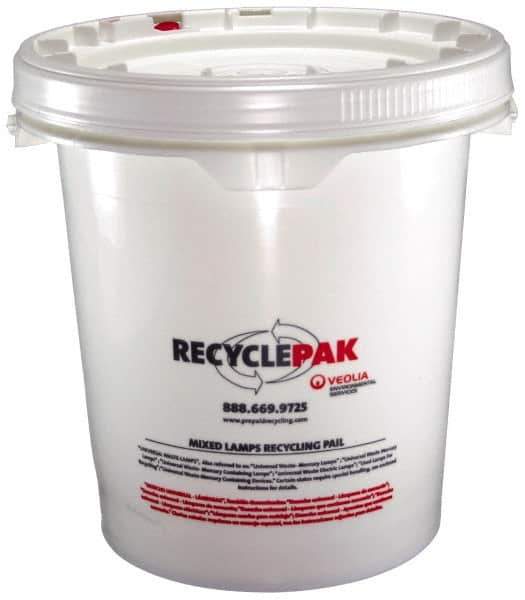 Recyclepak - 15 Inch Deep, Lamp Recycling Box - 15 Inch Diameter, 69 Lb. Capacity, 5 Gallon Pail - Exact Tool & Supply