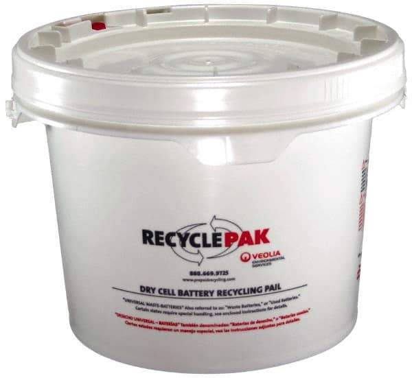 Recyclepak - 13 Inch Deep, Battery Container - 15 Inch Diameter, 50 Lb. Capacity, 3.5 Gallon Pail - Exact Tool & Supply