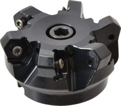 Kennametal - 2-1/2" Cut Diam, 3" Arbor Hole, 4.51mm Max Depth of Cut, 45° Indexable Chamfer & Angle Face Mill - 6 Inserts, HNGJ 535-GD Insert, Right Hand Cut, 6 Flutes, Through Coolant, Series KSHR - Exact Tool & Supply