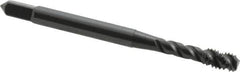 OSG - #8-32 UNC 3 Flute 3B Bottoming Spiral Flute Tap - Vanadium High Speed Steel, Oxide Finish, 2-1/8" OAL, Right Hand Flute, Right Hand Thread, H2 - Exact Tool & Supply