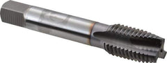 OSG - 3/4-10 UNC, 3 Flute, TiCN Finish, Vanadium High Speed Steel Spiral Point Tap - Plug Chamfer, Right Hand Thread, 4-1/4" OAL, 2" Thread Length, 0.59" Shank Diam - Exact Tool & Supply