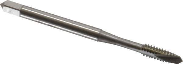 OSG - #6-32 UNC, 2 Flute, Bright Finish, Vanadium High Speed Steel Spiral Point Tap - Bottoming Chamfer, Right Hand Thread, 2" OAL, 11/16" Thread Length, 0.141" Shank Diam, 3B Class of Fit - Exact Tool & Supply