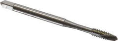 OSG - #6-32 UNC, 2 Flute, Bright Finish, Vanadium High Speed Steel Spiral Point Tap - Bottoming Chamfer, Right Hand Thread, 2" OAL, 11/16" Thread Length, 0.141" Shank Diam, 3B Class of Fit - Exact Tool & Supply