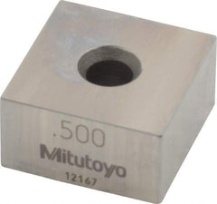 Mitutoyo - 0.5" Square Steel Gage Block - Accuracy Grade 0, Includes Certificate of Inspection - Exact Tool & Supply