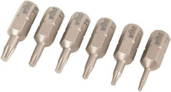 Wiha - 6 Piece, 1/4" Drive Screwdriver Torx Insert Bit Set - T5 to T10 Torx - Exact Tool & Supply