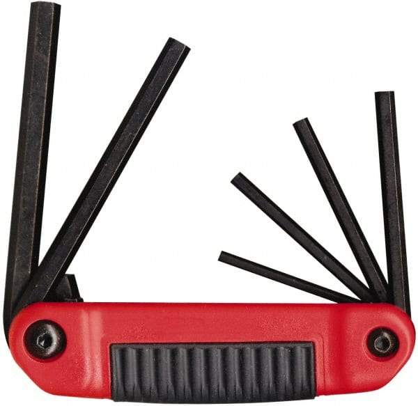 Eklind - 6 Piece Fold-Up Hex Key Set - Hex Range 5/32 to 3/8", Chrome Alloy Steel - Exact Tool & Supply