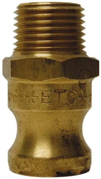 EVER-TITE Coupling Products - 1-1/4" Brass Cam & Groove Suction & Discharge Hose Male Adapter Male NPT Thread - Part F, 1-1/4" Thread, 350 Max psi - Exact Tool & Supply