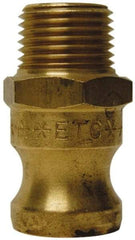 EVER-TITE Coupling Products - 1-1/4" Brass Cam & Groove Suction & Discharge Hose Male Adapter Male NPT Thread - Part F, 1-1/4" Thread, 350 Max psi - Exact Tool & Supply