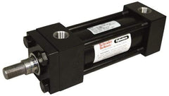 Schrader Bellows - 4" Bore, 1-3/4" Rod Diam, Double Acting NFPA Tie Rod Cylinder - 8" Stroke Length, 1-1/4-12 Rod Thread, 17-5/8" OAL, Prepared for Bolt on Mount - Exact Tool & Supply