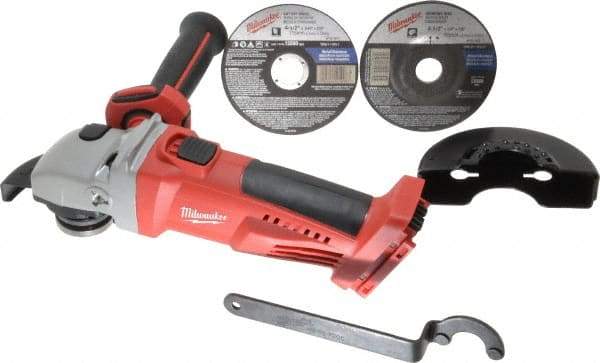 Milwaukee Tool - 4-1/2" Wheel Diam, 8,000 RPM, Cordless Cutoff & Cutoff-Grinder Tool - Right Angle Handle - Exact Tool & Supply
