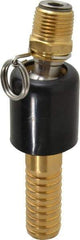 SuperKlean - 1/2 NPT x 3/4" Hose Barb, Ball Type Swivel Hose Adapter - Brass & Stainless Steel - Exact Tool & Supply