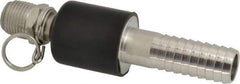 SuperKlean - NPT x 3/4" Hose Barb, Ball Type Swivel Hose Adapter - Stainless Steel - Exact Tool & Supply