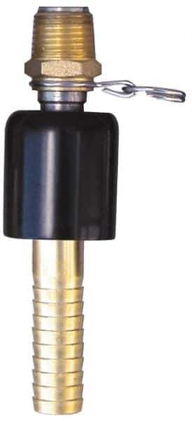 SuperKlean - 1/2 NPT x 5/8" Hose Barb, Ball Type Swivel Hose Adapter - Brass & Stainless Steel - Exact Tool & Supply