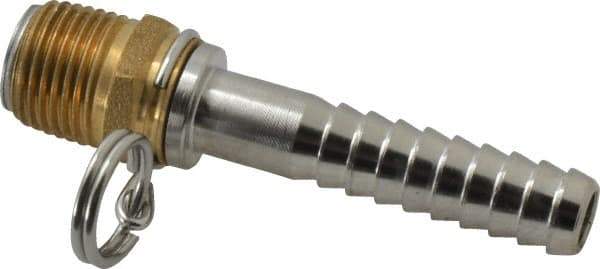 SuperKlean - 1/2 NPT x 1/2" Hose Barb, Swivel Hose Adapter - Brass & Stainless Steel - Exact Tool & Supply